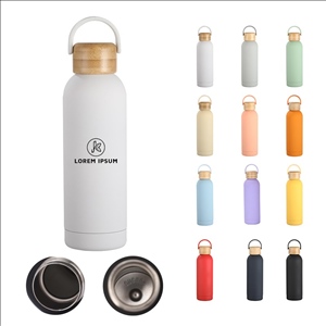 17OZ Double-wall Vacuum Insulated Bottle with Wooden Lid